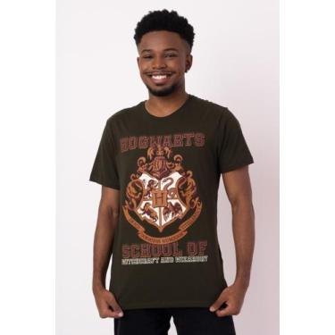 Imagem de Camiseta Harry Potter Brasão de Hogwarts - Piticas, 16, Verde militar,