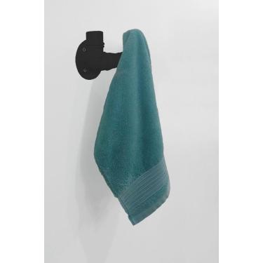 Imagem de Cabideiro De Parede Porta Toalhas Suporte Gancho Acessório Banheiro Estilo Industrial Preto Laca