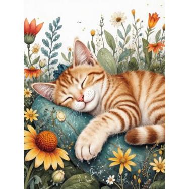 Imagem de Diymood Kits de pintura de arte de diamante 5D DIY para adultos, pintura com diamante arte animal broca completa tela redonda bordado mosaico iniciante casa decoração de parede presente 30 x 40 cm C9