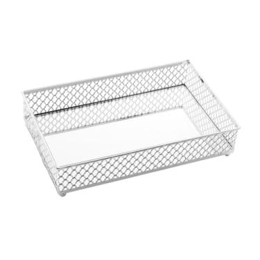 Imagem de Bandejas De Metal Com Espelho Para Servi Decorar Decoração De Mesa Estante Chique (1)