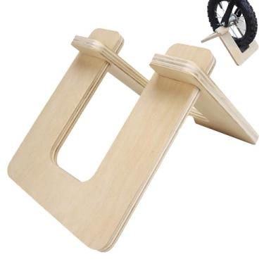 Imagem de RidingRush Suporte de bicicleta de equilíbrio de madeira para crianças – Suporte de exibição de chão para bicicletas de equilíbrio infantil – Suporte de bicicleta portátil para armazenamento em casa e