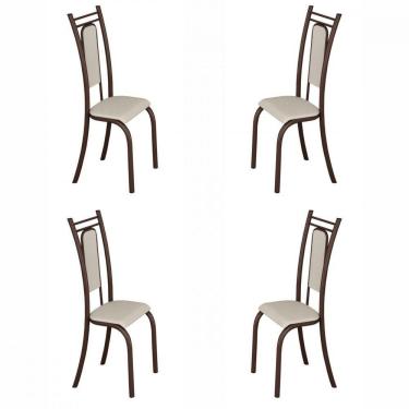Imagem de Conjunto Com 4 Cadeiras Paris Marrom Assento Creme Teixeira Marrom Com Creme
