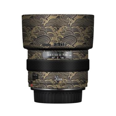 Imagem de Adesivo de lente de câmera EF 50 1.4 para Canon EF 50 mm F1.4 Película protetora de vinil decalque skin (ouro onda)