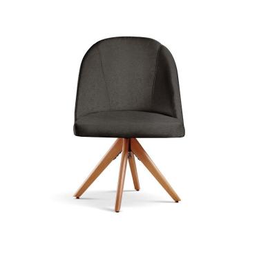 Imagem de Poltrona Lua Base Giratória De Madeira linho Preto 102