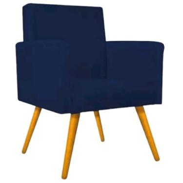 Imagem de Poltrona Cadeira Nina Para Sala Quarto Salão Decorativa Pés Palito(Azul Marinho)