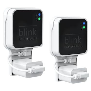 Imagem de Suporte de tomada de parede para módulo Blink Sync 2, suporte de montagem para câmera externa Blink, sem fios bagunçados, suporte para câmera de segurança doméstica externa e interna com cabo curto