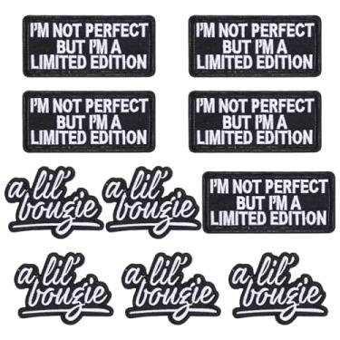 Imagem de Heclia 10 peças A Lil' Bougie Iron Patches and I'm Not Perfect But I'm A Limited Edition Letter Bordado Clássico Preto Branco Adulto Humor Patch Engraçado para Roupas DIY Chapéu Jaqueta Jeans Mochila