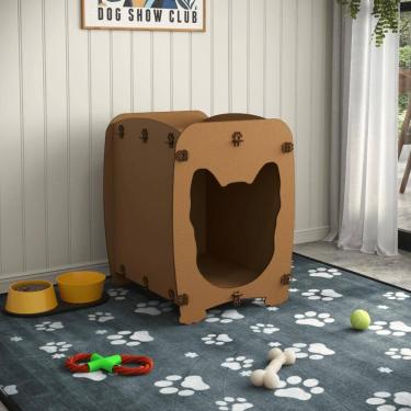 Imagem de Mesa De Cabeceira Casinha Pet Dog MDF Natural