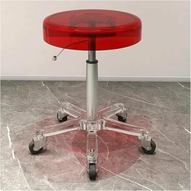 Imagem de LULUMAIC Banqueta ajustável para trabalho de elevação de acrílico com rodas selas giratórias redondas cadeira de carregamento 99,8 kg