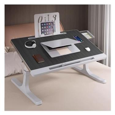 Imagem de Mesa de colo, mesa baixa de cama, bandeja de colo mesa de pé portátil, mesa ajustável para laptop, laptop dobrável e mesa de cama, suporte de notebook para leitura e escrita. (cinza) (preto 60 x 40 cm