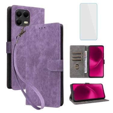 Imagem de IUQXU Capa carteira para celular T-Mobile Revvl 8 Pro com protetor de tela [bloqueio de RFID] couro flip porta-cartões com suporte para celular feminino e masculino para T Mobile Revvl8 Pro TMobile