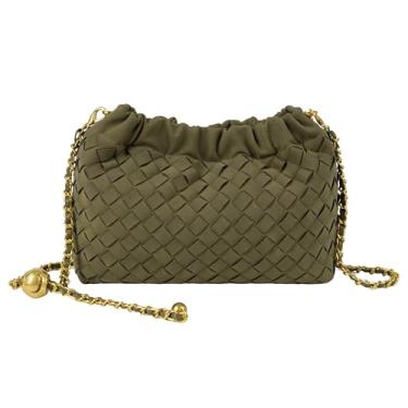 Imagem de Joryin Bolsa tiracolo feminina de tecido e bolsa de noite, bolsa de mão de bolinho moderna e bolsa de ombro Hobo Cloud clutch moderna, Camurça tecida verde-oliva