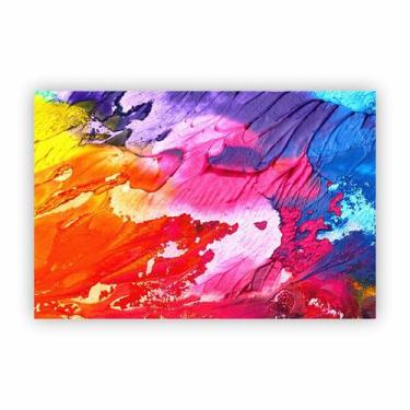 Imagem de Quadro Canvas Premium Abstrato Colorido Pinceladas 90X60Cm - Plimshop