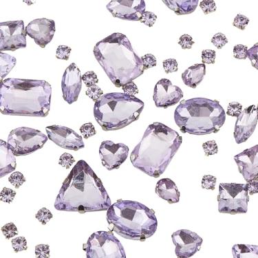 Imagem de letsinstyle 100 peças costuradas em strass, formas mistas de vidro costurar em cristais, garra plana de metal, pedras preciosas, enfeites de vestido pedras para fazer joias, fantasias, roupas, sapatos