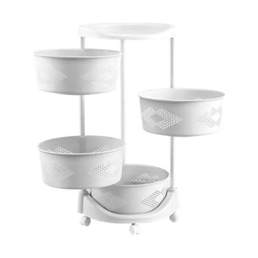 Imagem de Ｂｅｓｇａ Armazenamento rotativo, prateleira móvel para banheiro, organizadores de cozinha multifuncionais, carrinho de armazenamento com rodinhas, para, 4 Camadas