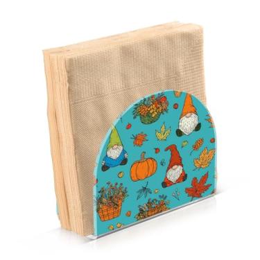 Imagem de ATTX Porta-guardanapos de acrílico de ação de graças com design de abóboras girassóis e gnomos - organizador de mesa decorativo para cozinha, restaurante, decoração de férias de casa #398