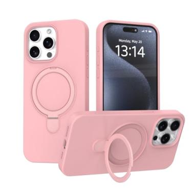 Imagem de IAIYOXI Capa para iPhone 14 Pro Max com suporte magnético invisível - compatível com MagSafe, teste de queda militar, capa de silicone à prova de choque para mulheres e homens (6,7 polegadas, 2022