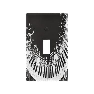 Imagem de Blueangle Capa para placa de parede para interruptor de luz - teclas de piano notas musicais capa decorativa para tomada de parede, tamanho 1 gangue 4,53 x 2,76 polegadas (559)