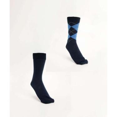 Imagem de Kit 2 Pares Meias Masculina Cano Longo MR-09228, Azul, 39/43