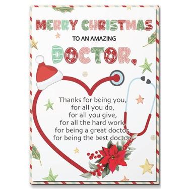Imagem de BlinkWishes Cartão de Natal para médico, cartão de felicitações de Feliz Natal com envelope e selo, presente de Natal de agradecimento para médico e profissional de saúde, ideias de presente de Natal