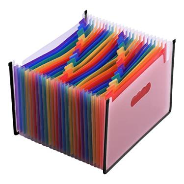 Imagem de LiebeWH Organizador de Arquivos Acordeão de 24 Bolsos, Pastas de Arquivos Expansíveis de Grande Capacidade Suporte para Documentos A4 Com Abas Coloridas, Design de Envoltório de Pano,