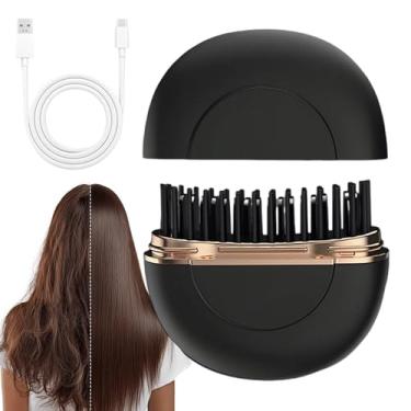 Imagem de Alisador Sem Fio - Escova Alisadora Sem Fio Recarregável Com 3 Temperaturas,Escova Alisadora Mini Para Cabelo,Para Mulheres Controlo De Frisos Volume Casa Viagem Desporto Festa