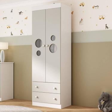 Imagem de Guarda-roupa Infantil 62cm 2 Portas com Vidro e 2 Gavetas Pirulito Multimóveis MP4466