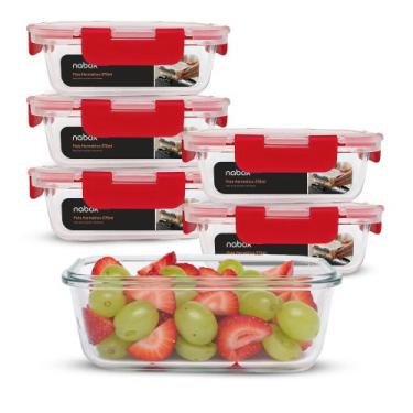 Imagem de Conjunto 6 Potes Vidro Hermético 370ml Travas Fortes Premium - U4HOME,