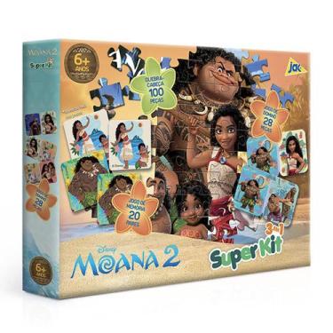 Imagem de Super kit quebracabeça 100 peças mémoria dominó moana 2 3266 - TOYSTER