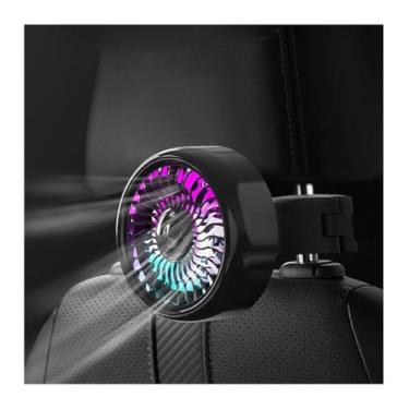 Imagem de Sandfren Ventilador de carro, 5 V ajustável, 3 velocidades de vento, ventoinhas de resfriamento para encosto de cabeça do banco traseiro com fios USB, luz ambiente, ventilador de circulação de ar de