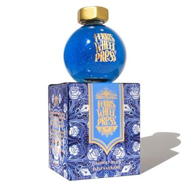 Imagem de Ferris Wheel Press Tinta para caneta-tinteiro, coleção FerriTales, azul valente com brilho verde/dourado, 85 ml