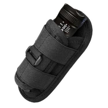 Imagem de Coldre para lanterna tática, estojo de transporte com clipe giratório para lanterna com suporte de chave para cinto de segurança policial (apenas bolsa de lanterna)