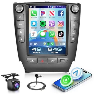 Imagem de Rádio veicular 4 núcleos 4G + 64G Android 15 para IS250 2006-2012, Rimoody Car Stereo CarPlay Android Auto 24.6 cm, tela sensível ao toque vertical, GPS WiFi, espelho, Bluetooth, FM/RDS EQ USB +