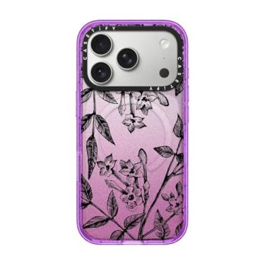 Imagem de CASETiFY Capa Impact para iPhone 17 Pro [fina/compatível com Magsafe/2,5 m. Proteção contra quedas de grau militar 4X] - Jasmim Botânico - Glitter Roxo