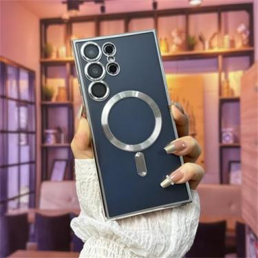 Imagem de Capa magnética de luxo para Samsung S24 S23 S22 S21 Ultra Plus Fe Note20 A15 A05s A55 A35 (Para S22/Prata)