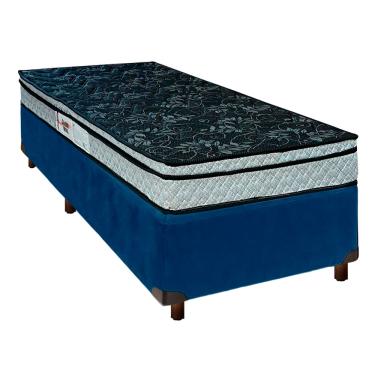 Imagem de Cama + Box Azul e Colchão D28 Solteiro - Conforto Paropas