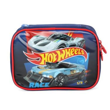 Imagem de Estojo Box Carros Hot Wheels Infantil Juvenil Escola Vermelho - Luxcel