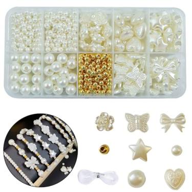 Imagem de Conjunto de 800 contas de acrílico com caixa de armazenamento – formas redondas, pentagrama, coração e borboleta para fazer joias DIY e projetos de artesanato
