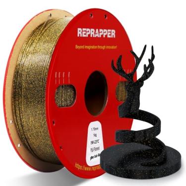 Imagem de RepRapper Filamento PLA dourado brilhante 1,75 mm, filamento de impressora 3D dourado brilhante 1 kg (2,2 lbs), série Galaxy Twinkle, precisão dimensional +/- 0,02 mm, serve na maioria das impressoras