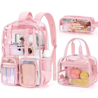 Imagem de Mochila Fimibuke Clear para meninas com lancheira e estojo de lápis