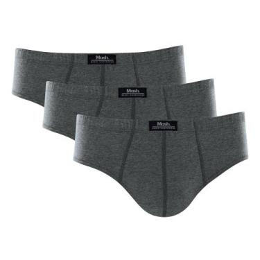 Imagem de Kit 3 Cuecas Slip Mash Algodão Lisa 074.58, Cinza mescla escuro, Gg