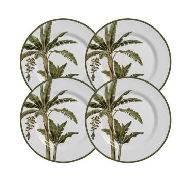 Imagem de Jogo 4 Pratos De Sobremesa De Cerâmica 20cm Malibu Coqueiro Alleanza 1ª Linha