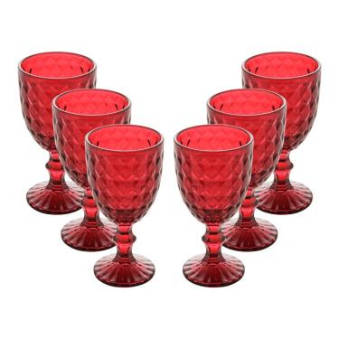 Imagem de Jogo 6 Taça De Vidro água Suco Roman Vermelho Wollf 345ml