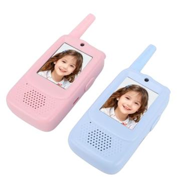 Imagem de ZJchao Crianças Vídeo Porteiro 2 Polegada Tela 2 Vias Talk Radio Brinquedo Com Câmera Hd Trocador de Voz Usb C Recarregável para Brincar Ao Ar Livre e Viagens (Azul e rosado)