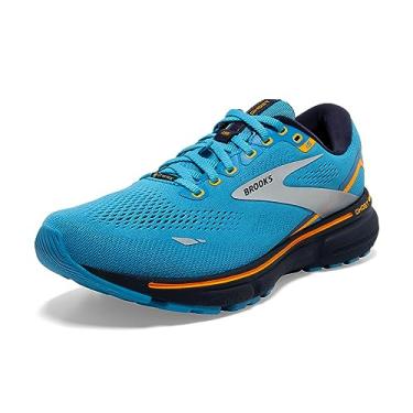 Imagem de Brooks Tênis de corrida masculino Ghost 15 GTX à prova d'água neutro, Azul/Pavão/Laranja, 41