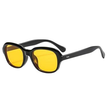 Imagem de Óculos de Sol UV400 - Lentes Ovais Transparentes Estilo Oceano com Rebites - Unissex - Esportes ao Ar Livre - Corrida - Ciclismo - Preto e Amarelo
