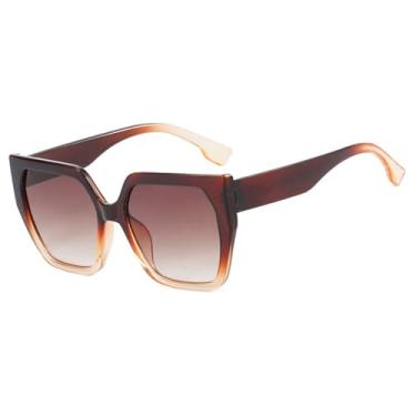 Imagem de Óculos de Sol Unissex Oversized com Estampa de Leopardo Degradê e Proteção UV400 para Esportes ao Ar Livre, Corrida e Ciclismo, Cor Marrom Chá