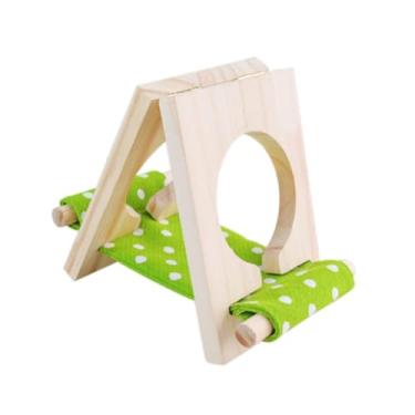 Imagem de Gralara Cama de madeira para hamster, esconderijo, acessórios divertidos para gaiola, para gerbils, ratos e pequenos animais, Branco Verde