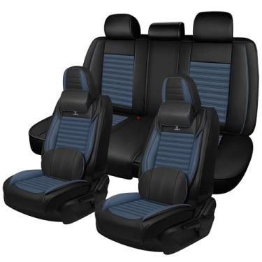 Imagem de Capas de assento adequadas para Kia Sorento 2011-2025 capas de assento de carro de couro premium, à prova d'água, antiderrapante e compatível com airbag, protetor de assento de carro moderno (preto e