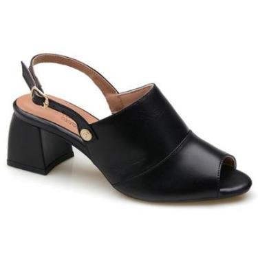 Imagem de Sandália Feminina Open Boot Couro Salto Grosso Conforto-Feminino